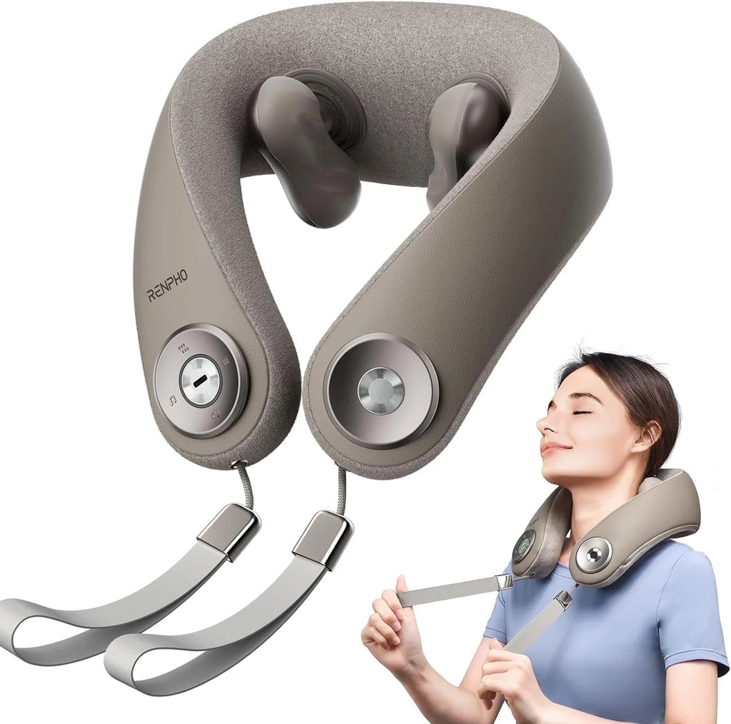 Shiatsu Neck and Shoulder Massager with 2 Levels Heat, Cordless Deep Tissue Massage with Music Playable Bluetooth