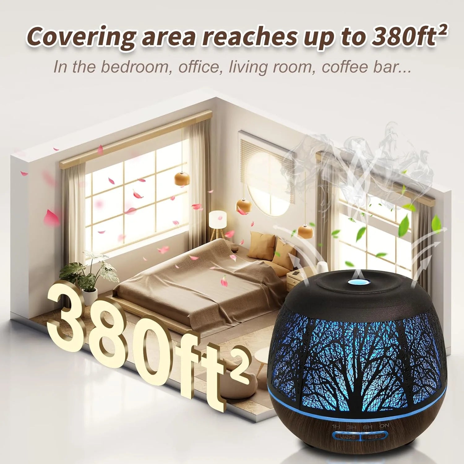 Cool Mist & Waterless Auto-Off 400Ml Essential Oil Diffuser with Remote Control
