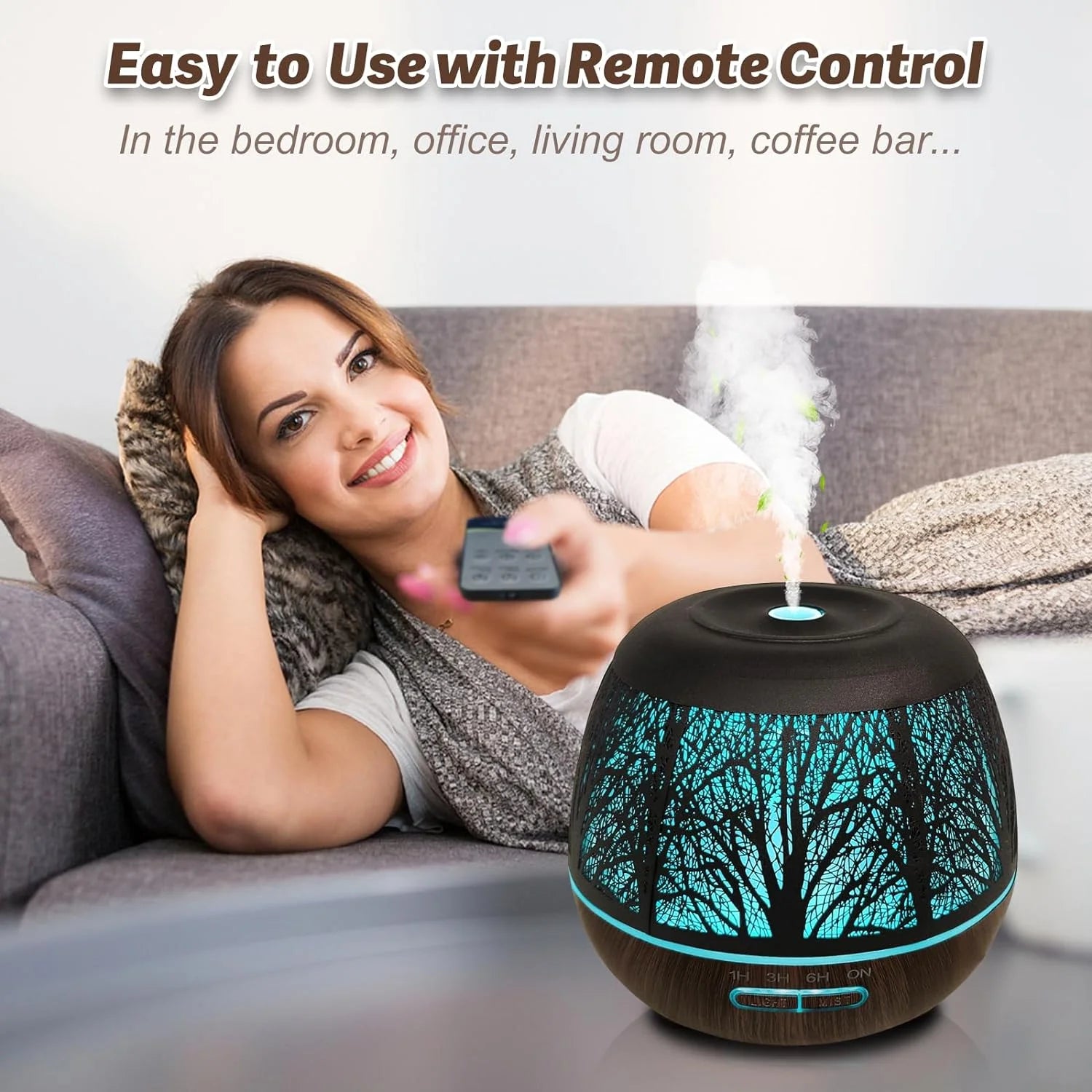 Cool Mist & Waterless Auto-Off 400Ml Essential Oil Diffuser with Remote Control