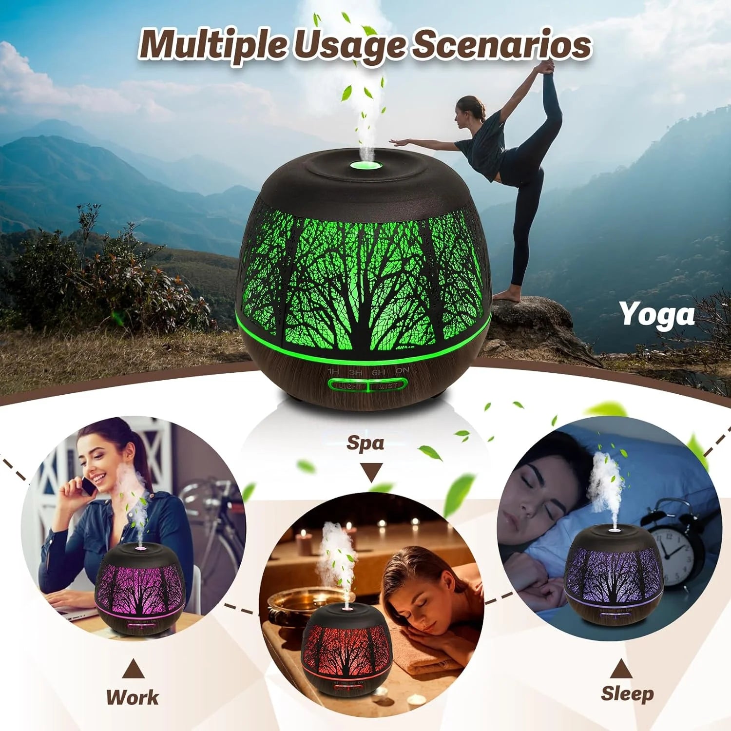 Cool Mist & Waterless Auto-Off 400Ml Essential Oil Diffuser with Remote Control