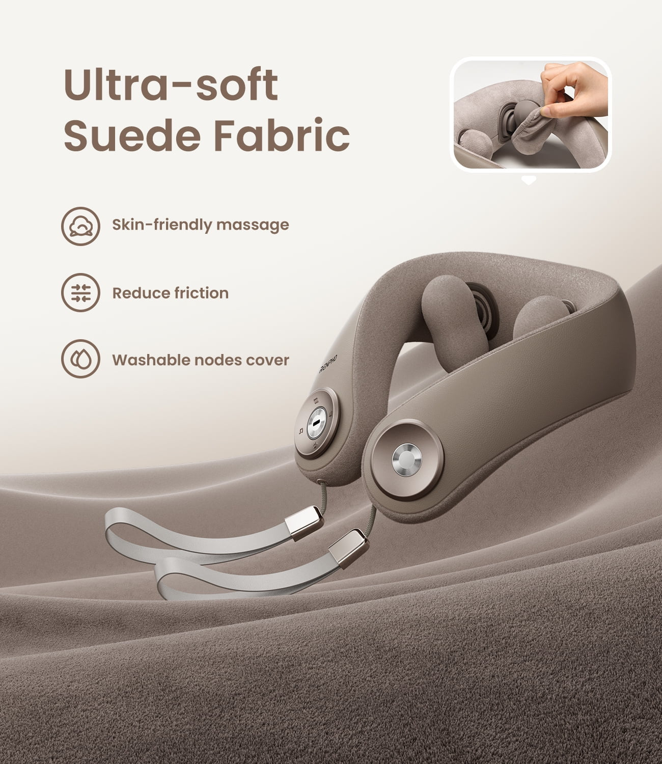 Shiatsu Neck and Shoulder Massager with 2 Levels Heat, Cordless Deep Tissue Massage with Music Playable Bluetooth